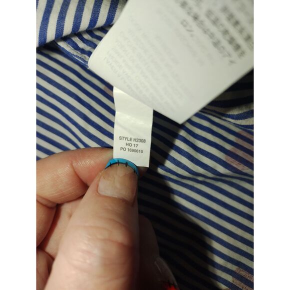 J. Crew Heart Pajama Dress Womens L Blue Red Sleepwear Nighttime - Picture 7 of 10